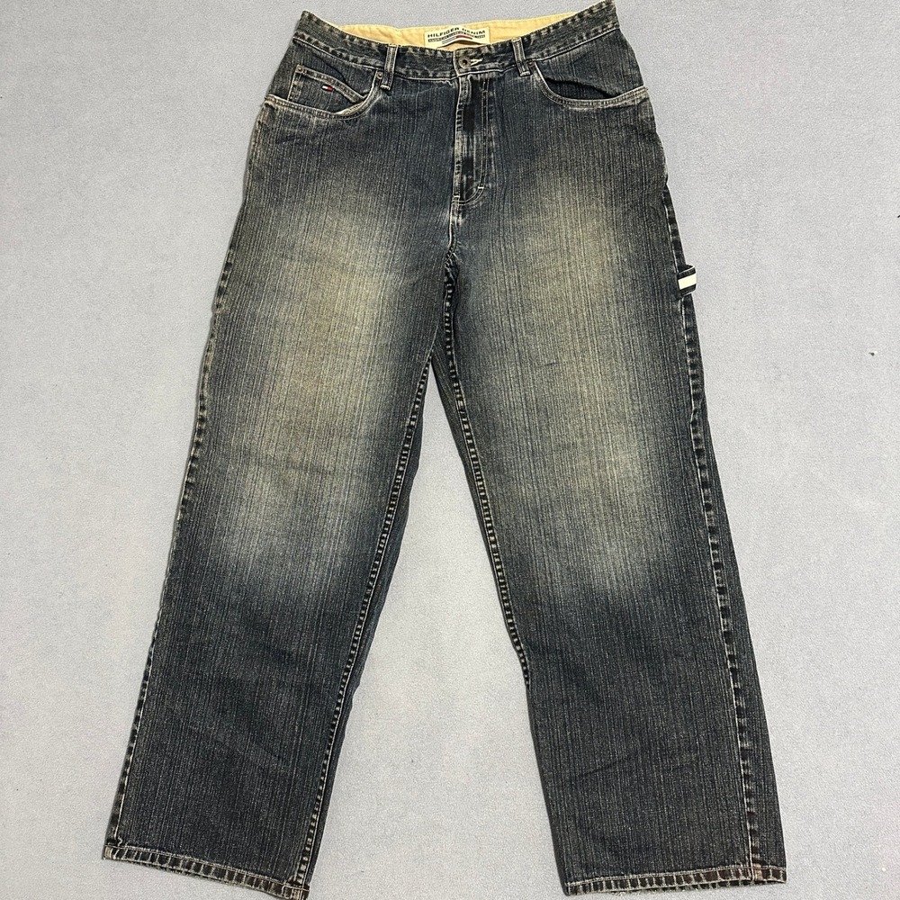 Vintage Tommy Hilfiger Denim Carpenter Jeans Baggy Skater Dark Wash Mens W33 L31